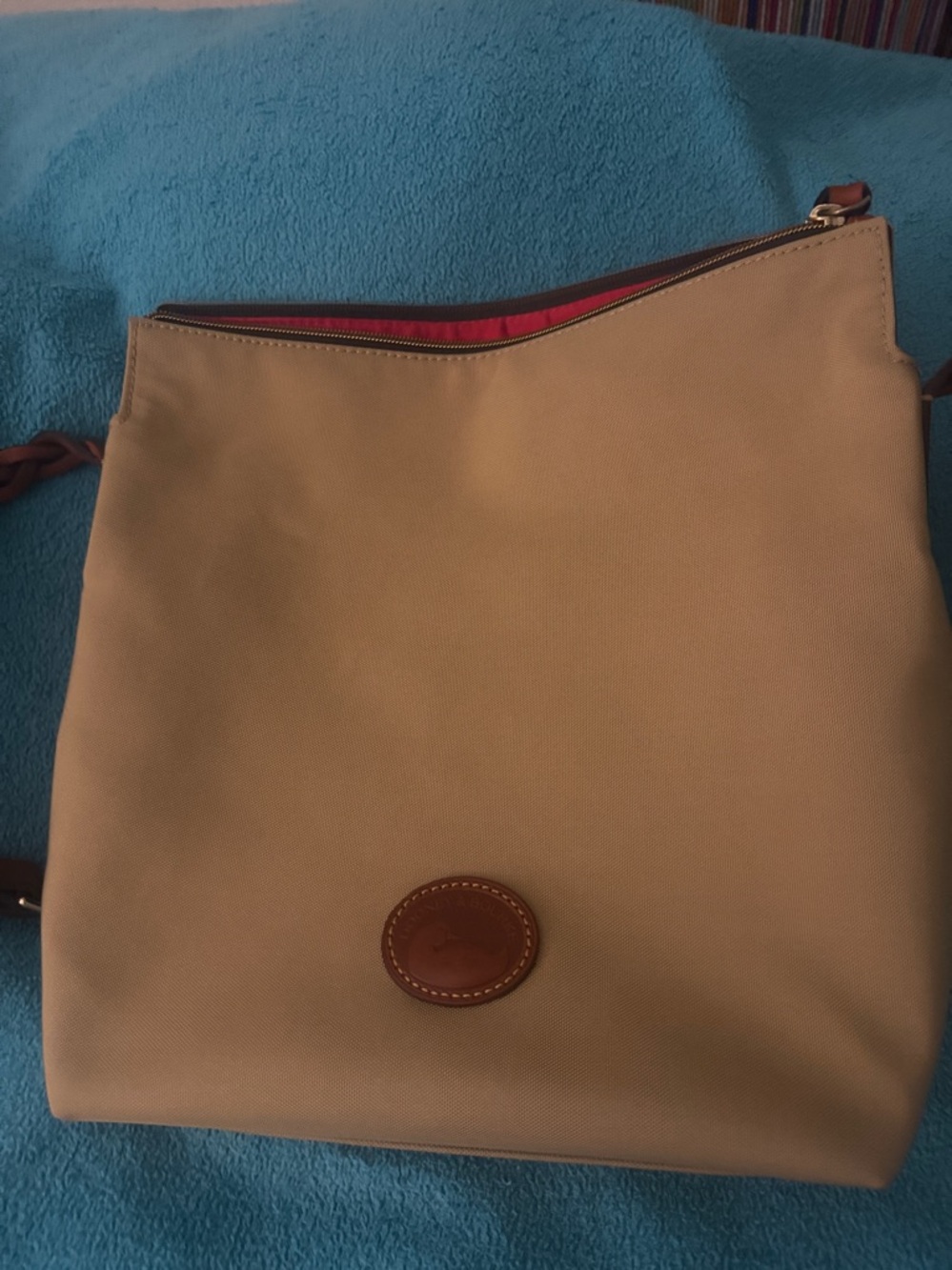Dooney & Bourke Tan Crossbody Bag with Brown Trim HOBO BAG - Picture 2 of 12